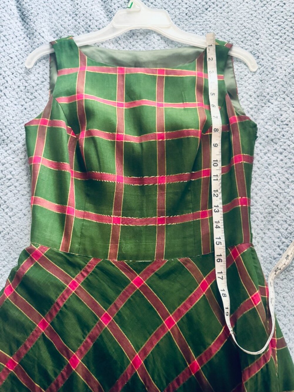 Vintage Plaid Custom Made Maxi Dress Size 4-6 - Picture 11 of 14
